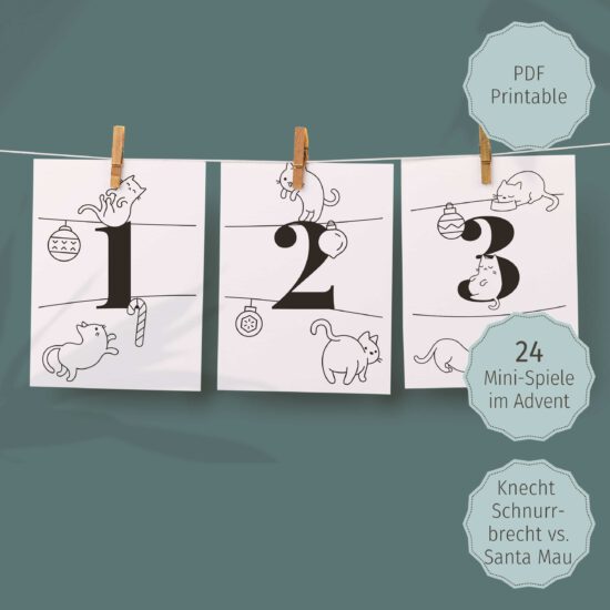 Adventskalender zum Ausdrucken: 24 Mini-Aufgaben (PDF)