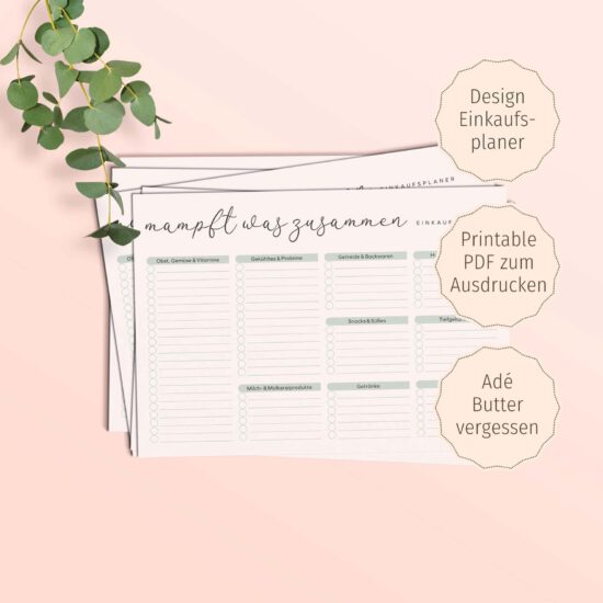Einkaufsliste Vorlage: Einkaufsplaner (PDF-Vorlage zum Ausdrucken) – Wocheneinkauf planen