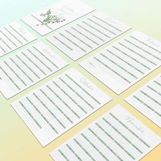 Geburtstagskalender: 12 Monate zum Ausdrucken, jedes Jahr gültig