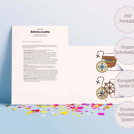 Schatzsuche Kindergeburtstag: Piraten-Schnitzeljagd / Komplett-Set (PDF)