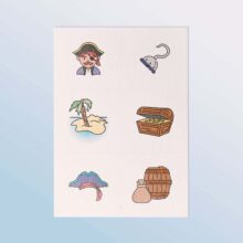 Piraten-Schnitzeljad: Schatzsuche mit mehreren Aufgaben, PDF-Vorlage