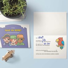 Komplett-Set Piraten-Party: Deko, Einladung, Schnitzeljagd, Wimpel, Tortentopper & mehr