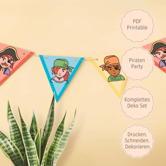 Deko Piraten-Party: Set für den Kindergeburtstag zum Ausdrucken (PDF)