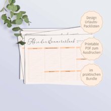 Packliste Urlaub, PDF-Vorlage zum Ausdrucken