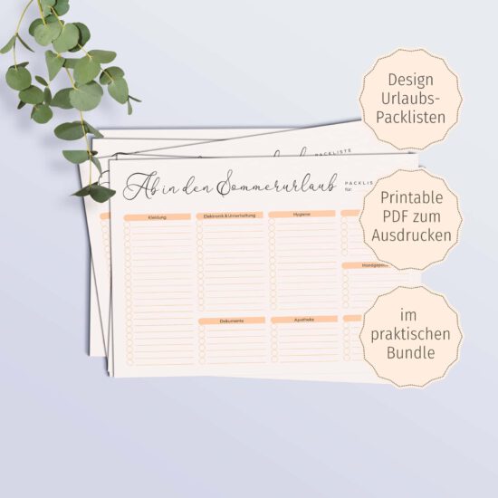Packliste Urlaub, PDF-Vorlage zum Ausdrucken