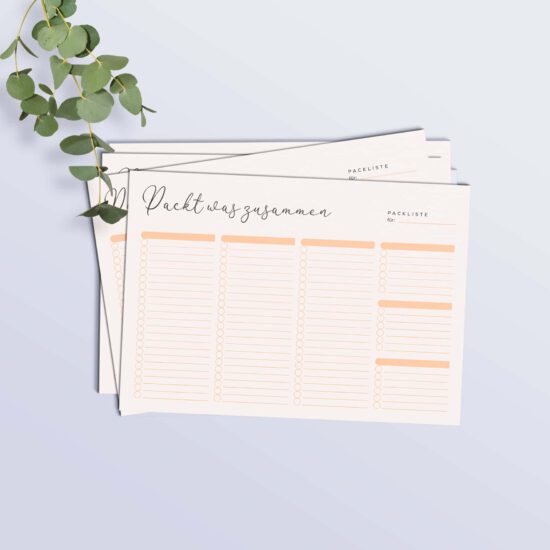 Blanko-Packliste für den Urlaub, PDF-Vorlage