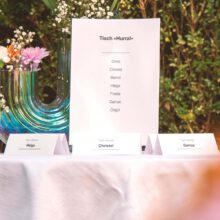 Minimalistische Tischkarten mit Tisch-Übersicht, Platzkarten etc. Hochzeit, Geburtstag, Firmenfeier & Co.