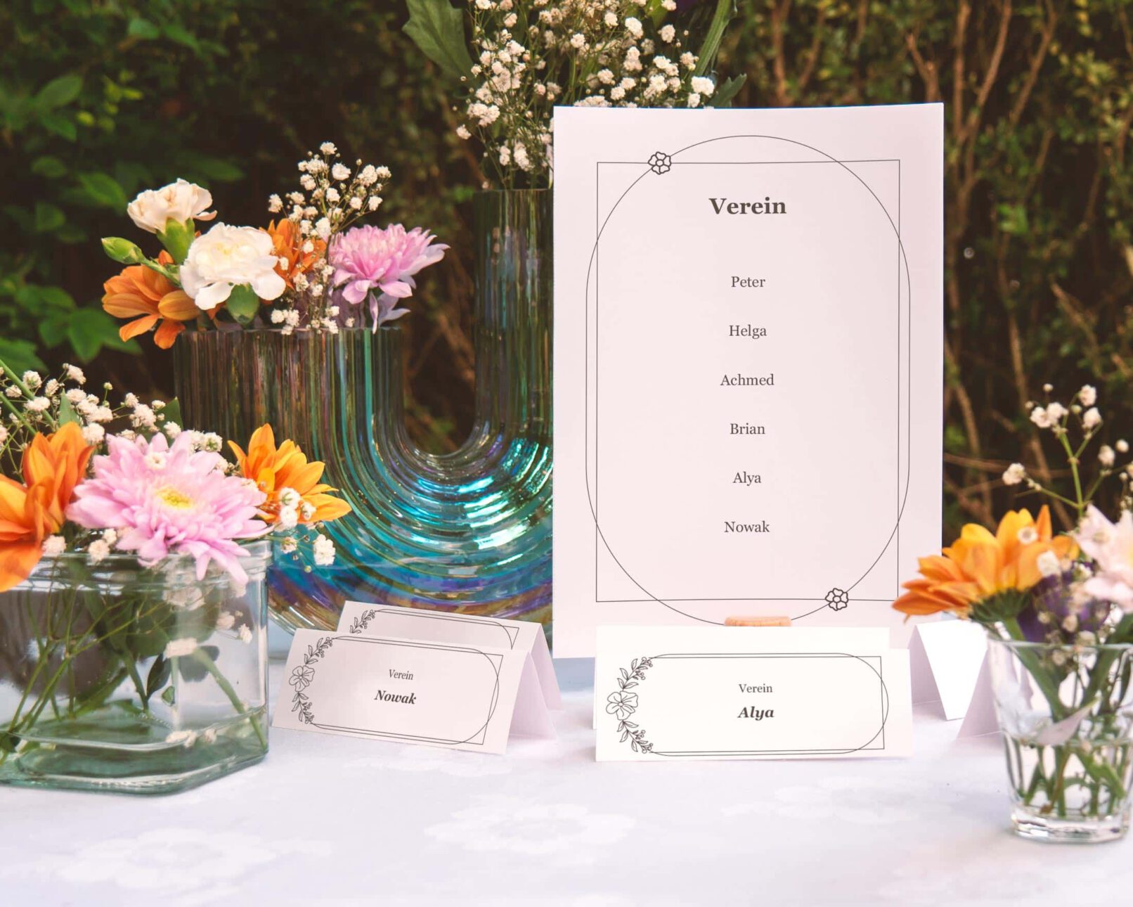 Tischkarten Hochzeit (PDF): Design-Vorlage zum Ausdrucken