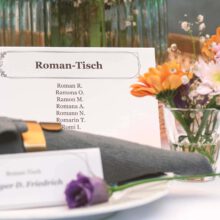 Platzkarten Roman-Tisch inklusive Tisch-Übersicht - direkt im PDF bearbeiten